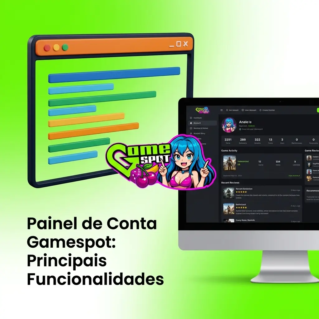 Painel de conta Gamespot com funcionalidades de caixa, histórico, bónus, VIP e verificação de documentos KYC