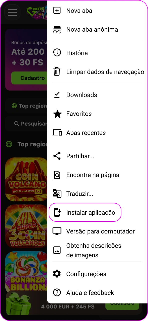 Selecione a opção Adicionar ao ecrã inicial para instalar o Gamespot.