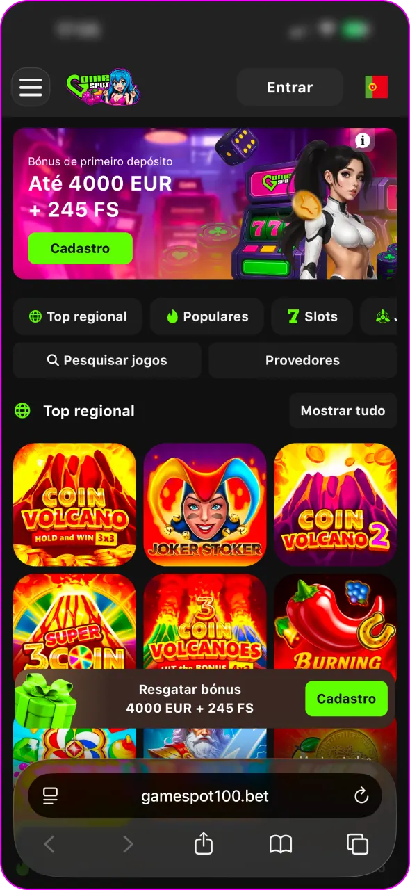 Aceda à aplicação Gamespot através do seu navegador Safari.