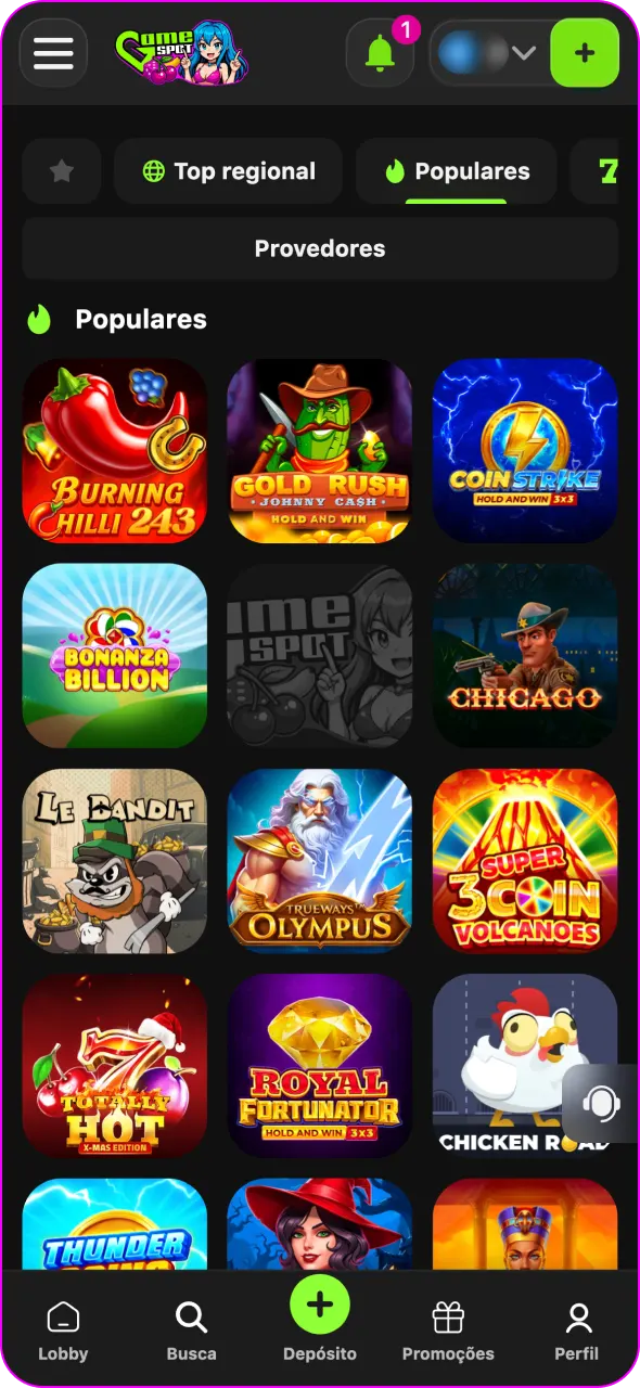 Jogue jogos de slot machine diretamente do seu dispositivo com a aplicação Gamespot.