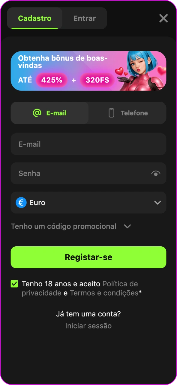 Pode criar a sua conta instantaneamente usando a aplicação Gamespot.