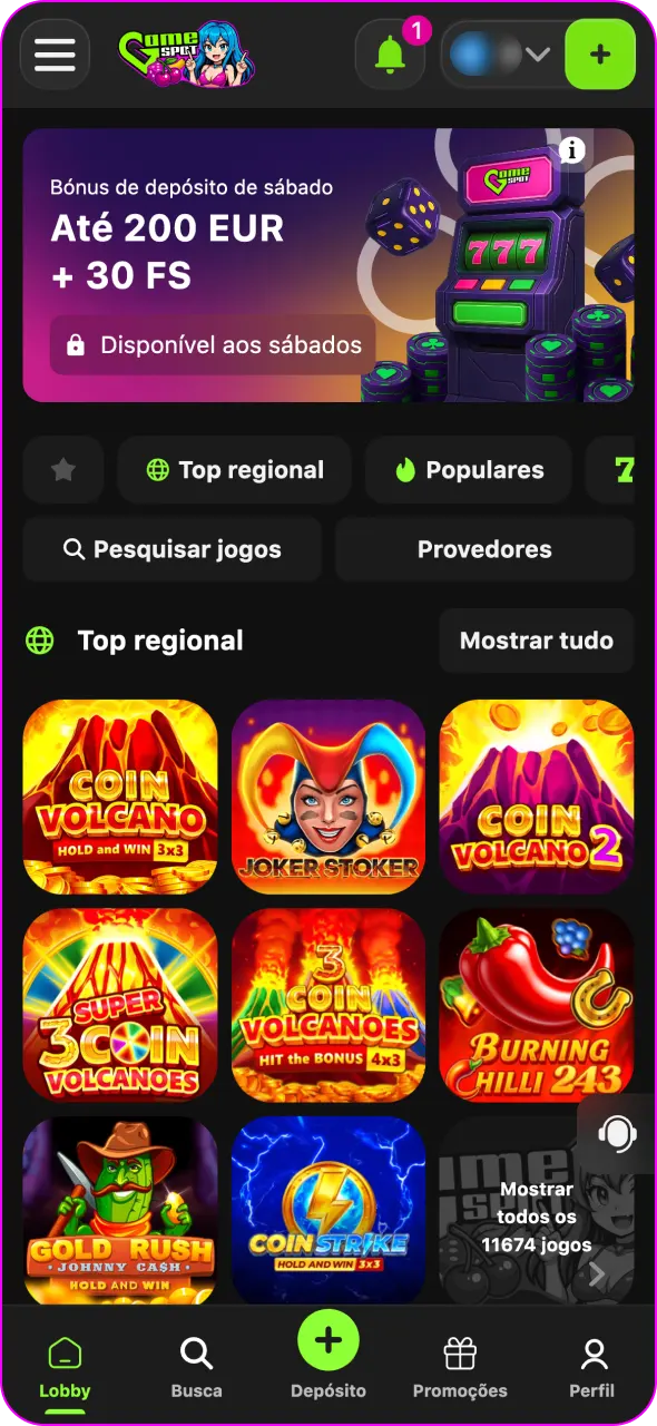 Abra a página principal da aplicação Gamespot.
