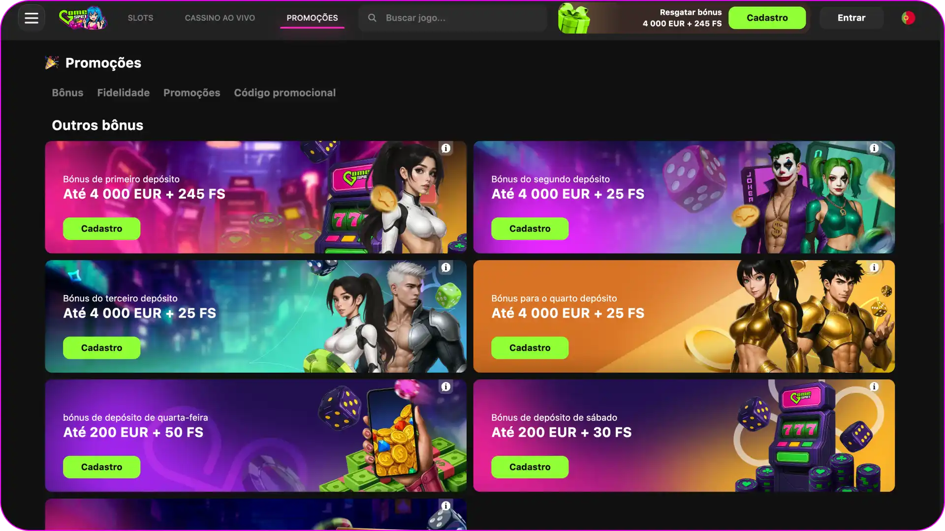 Aproveite os generosos bónus e promoções do Gamespot.